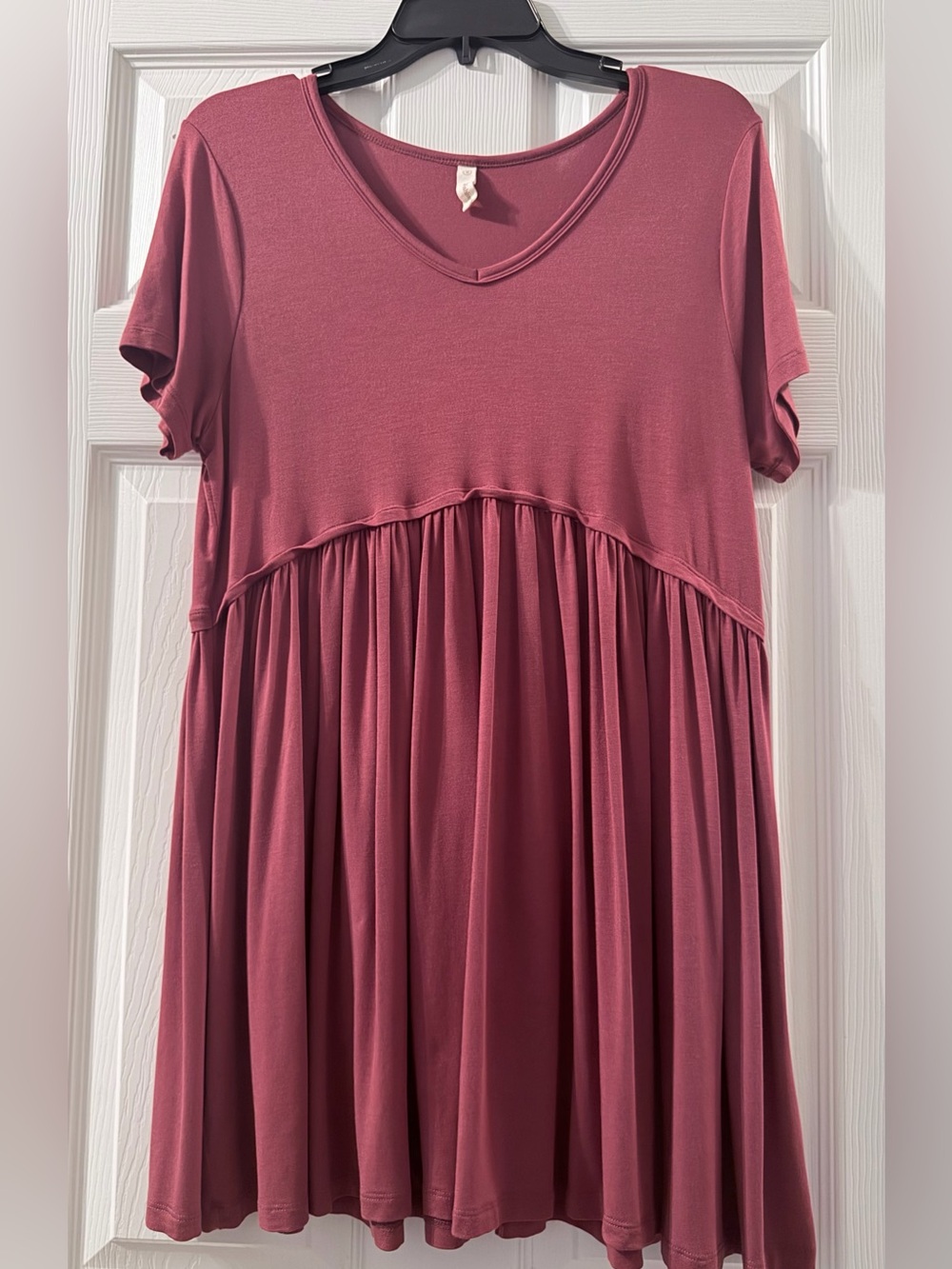 Wishlist light cranberry V-Neck Midi Babydoll Tunic Dress